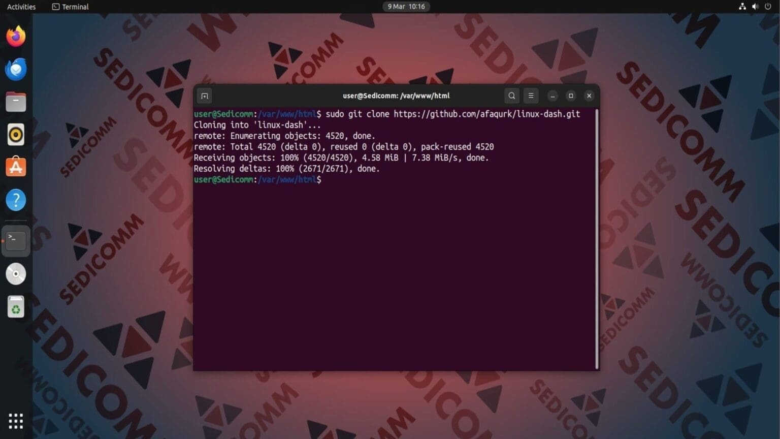 Как установить Linux Dash