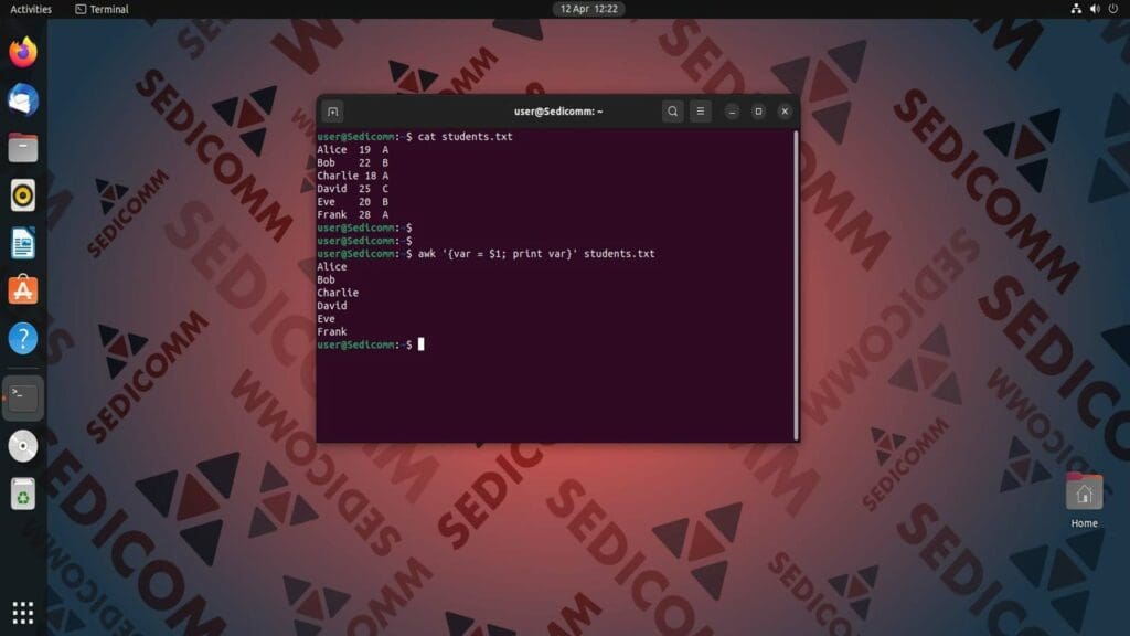 variable awk
