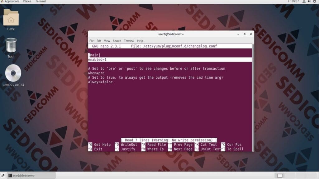 changelog conf file