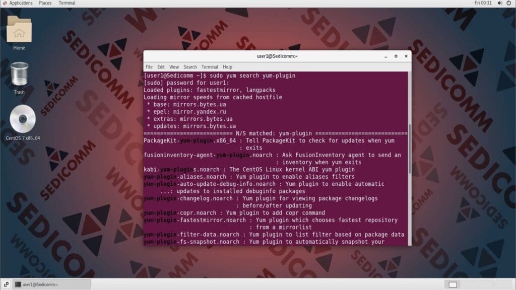 search yum plugins