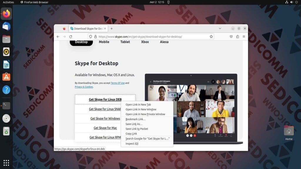 Скачивание Skype c сайта