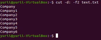Команда cut в linux