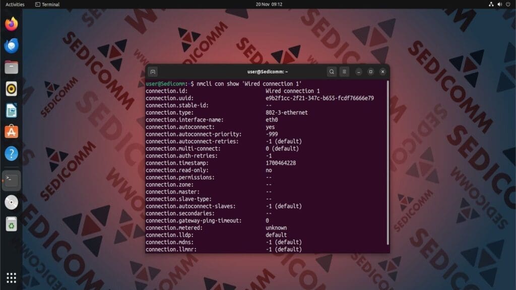 nmcli default