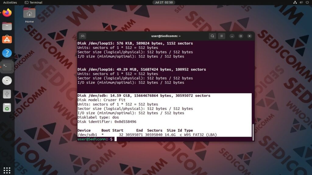 sudo fdisk -l