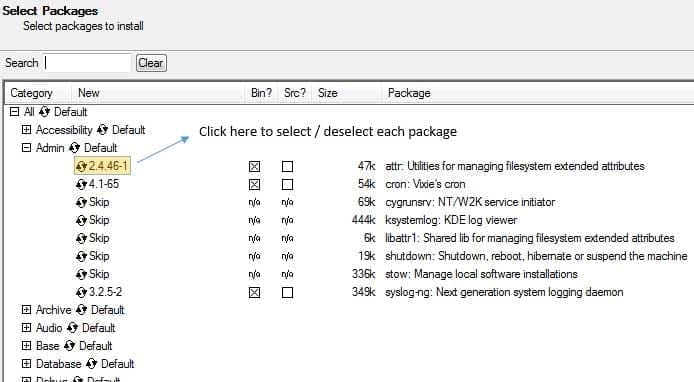 Select-Packages-to-Install-under-Cygwin