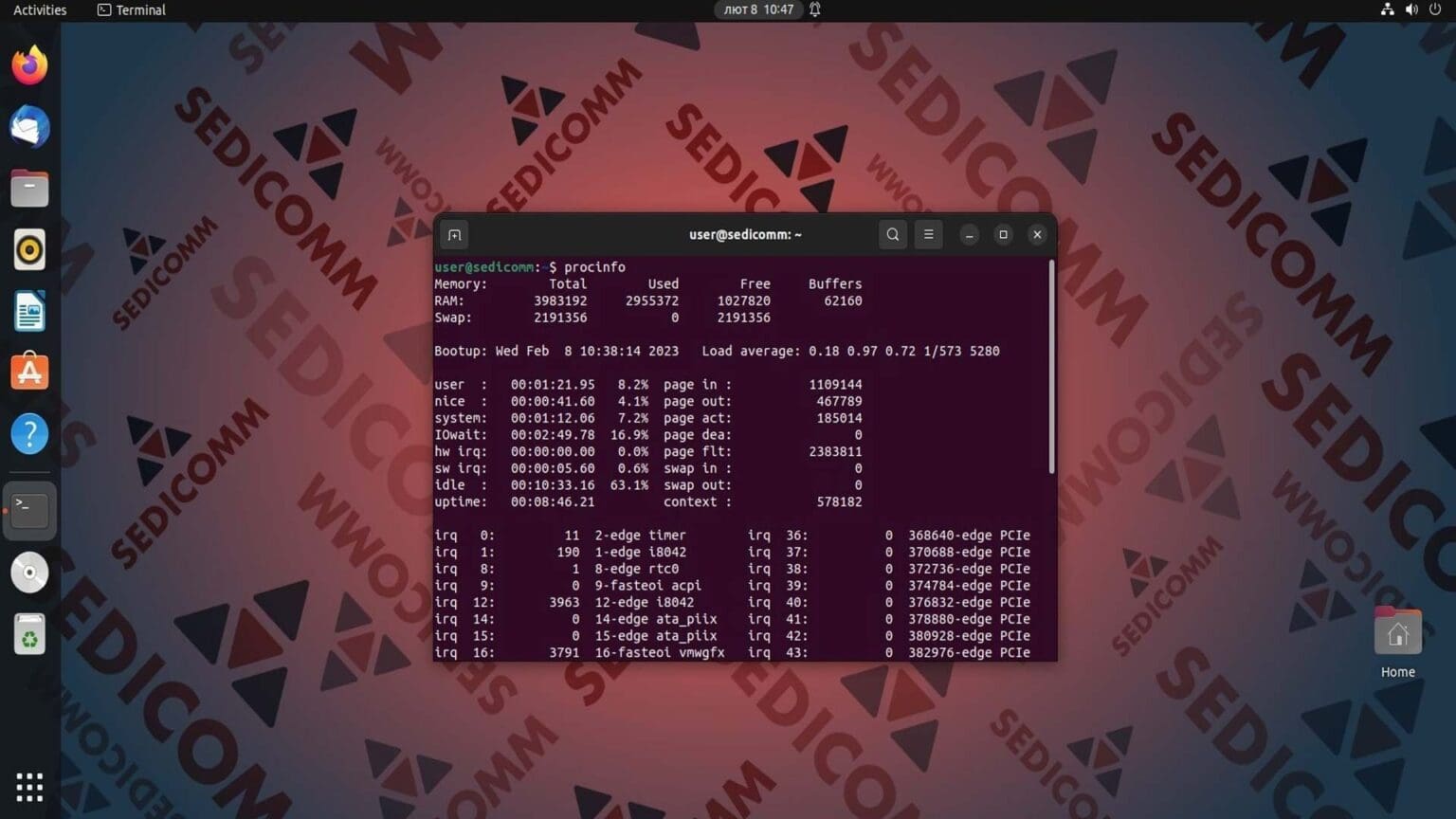 Команда procinfo — примеры использования в Linux