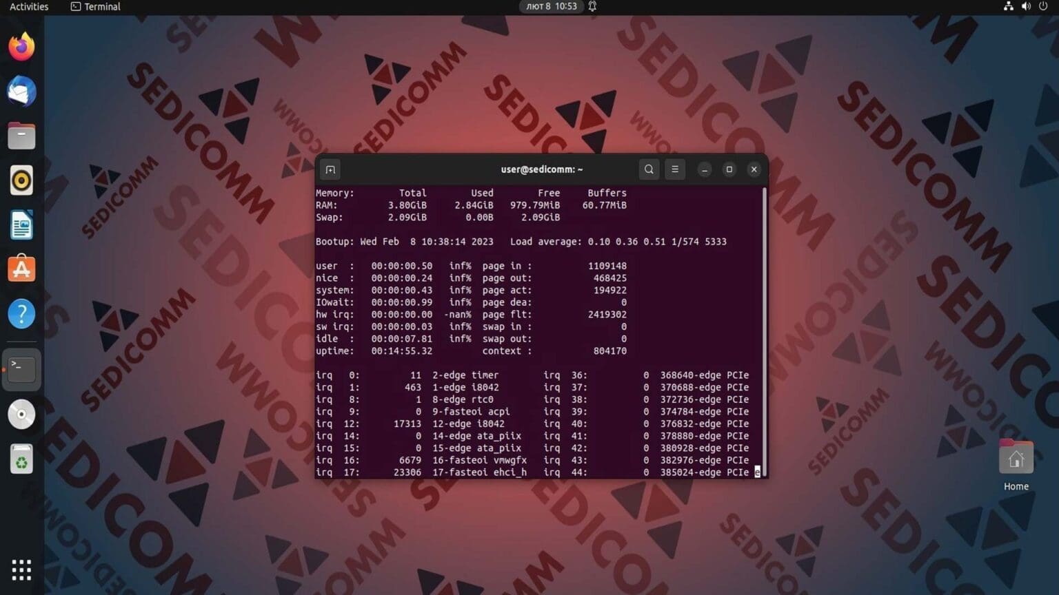 Команда procinfo — примеры использования в Linux