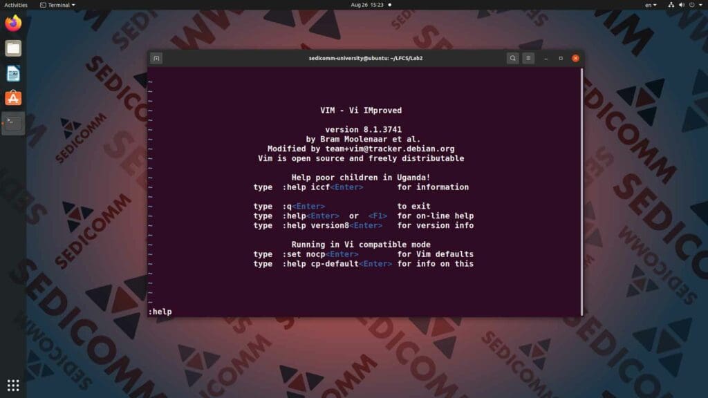 Открываем файл встроенной справки vi / vim в Linux