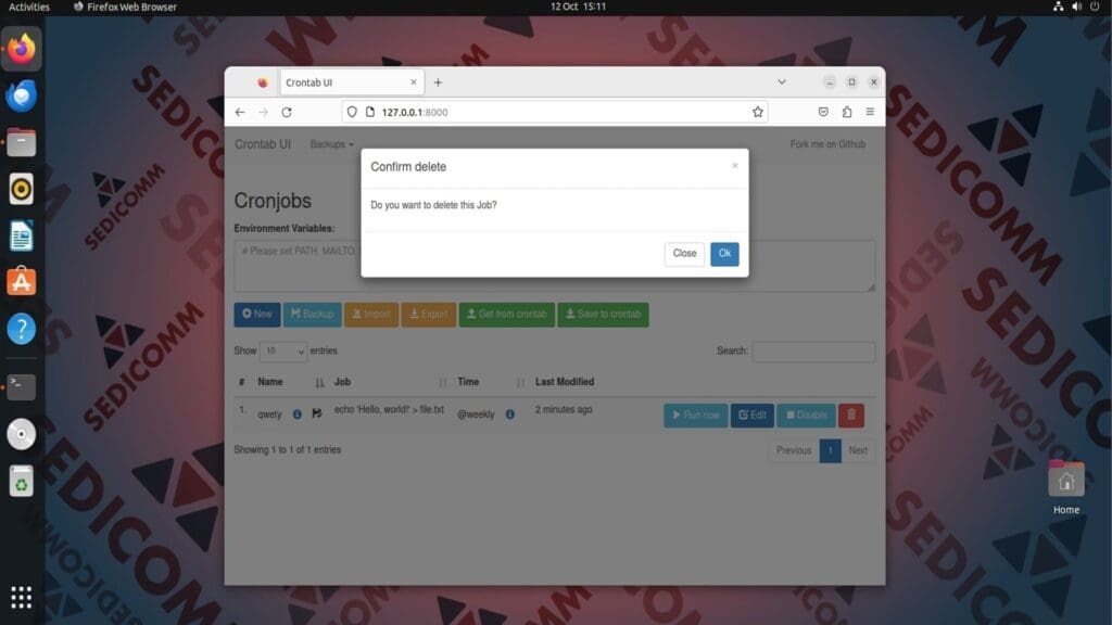 delete cron job