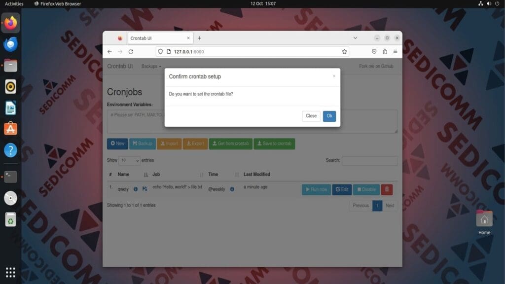 save to crontab
