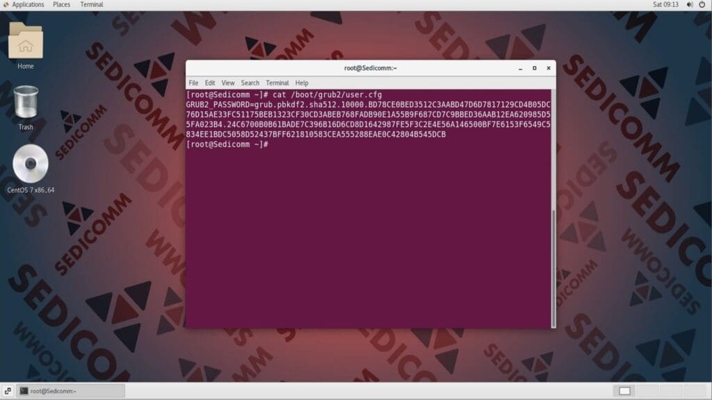 cat encrypted password