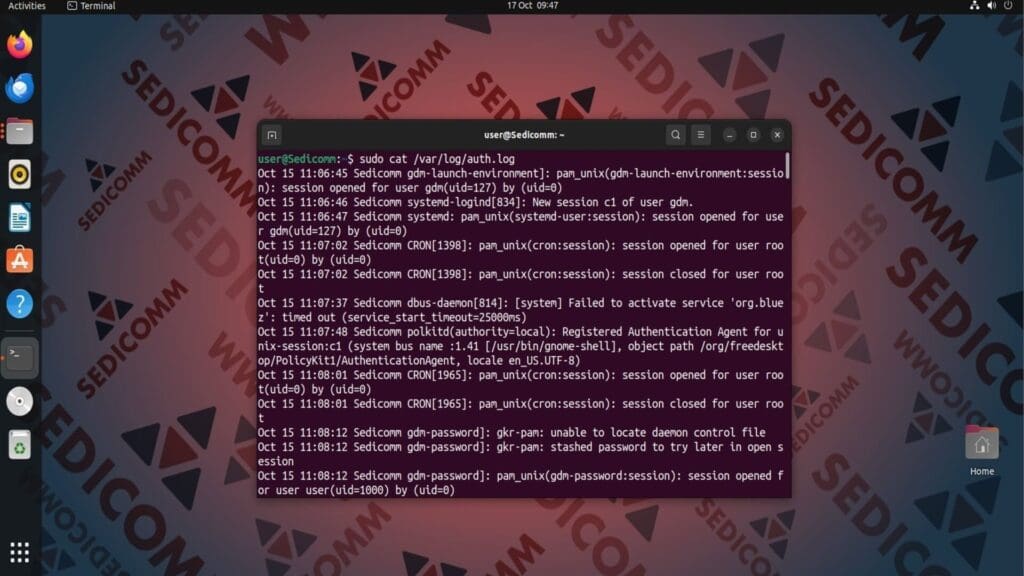 check auth log