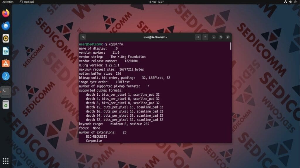 xdpyinfo