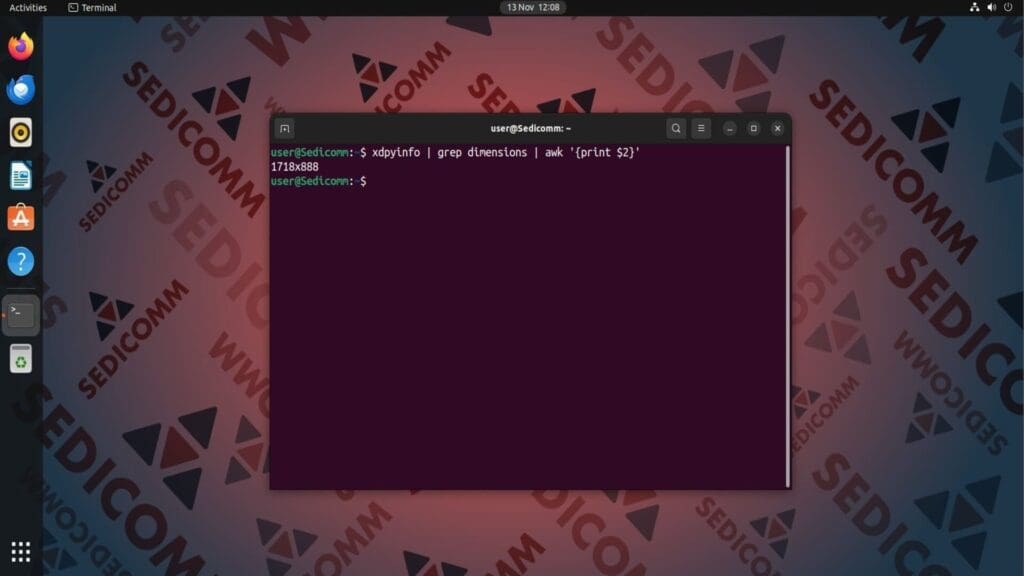 xdpyinfo grep awk