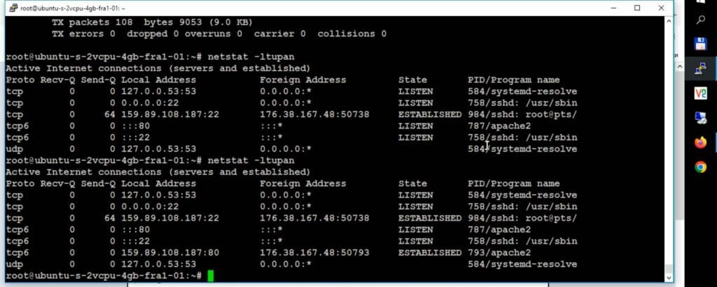 netstat узнать, какие порты прослушиваются в Linux (открыты)