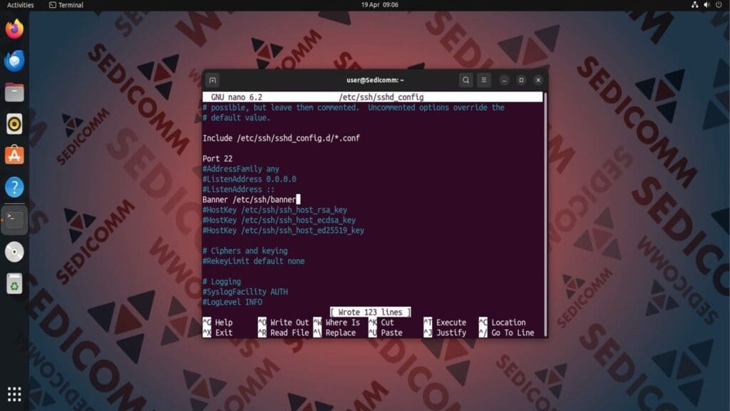 modify ssh config file