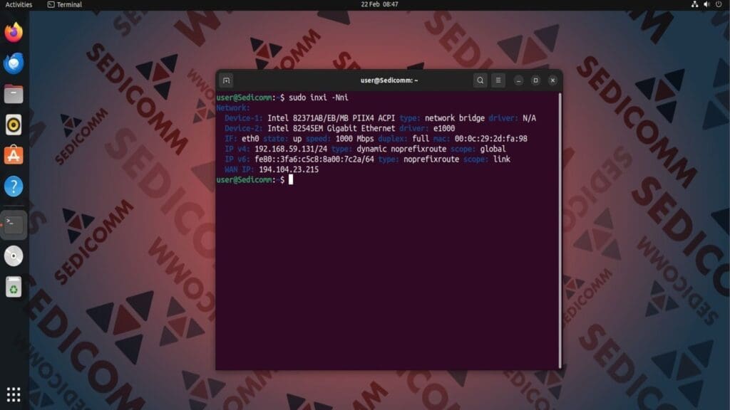 network intefaces info inxi