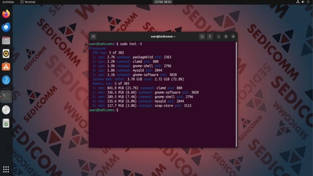 show 5 top processes statistics