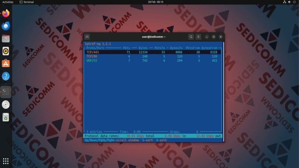 tcp udp ports statistics