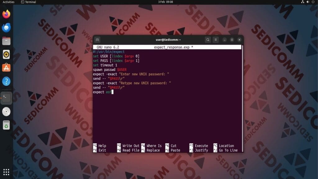 expect script with commands