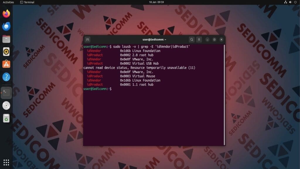 lsusb vendor product id