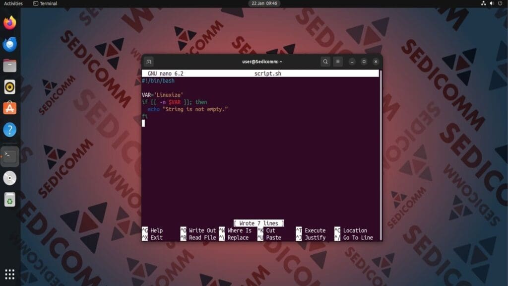 not empty string check code