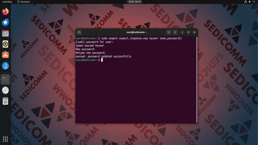 run expect script with commands