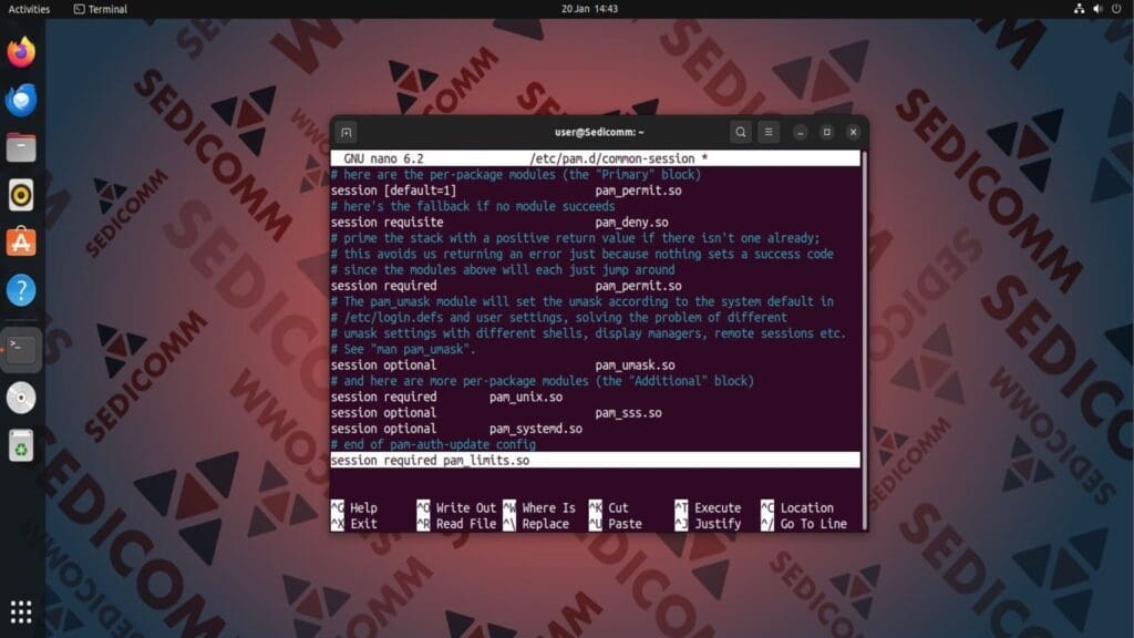 session required limits pam