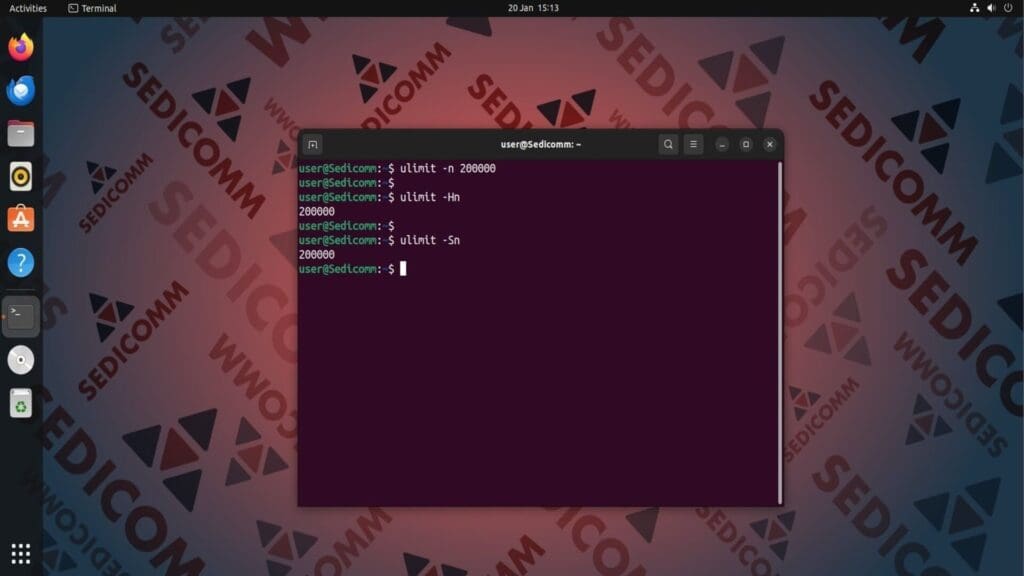 ulimit change session limit