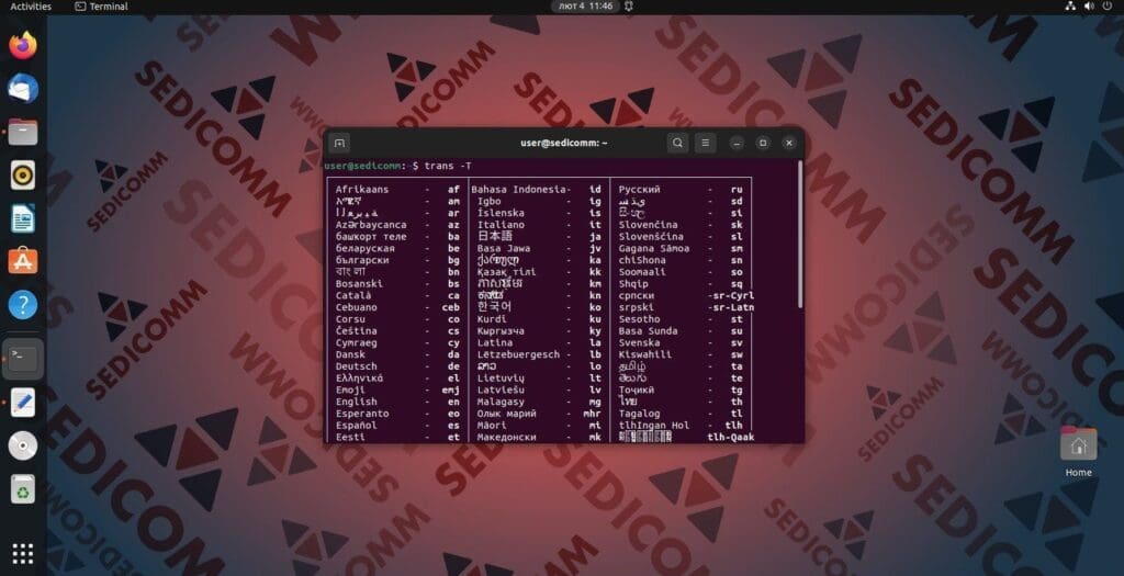 Translate Shell languages