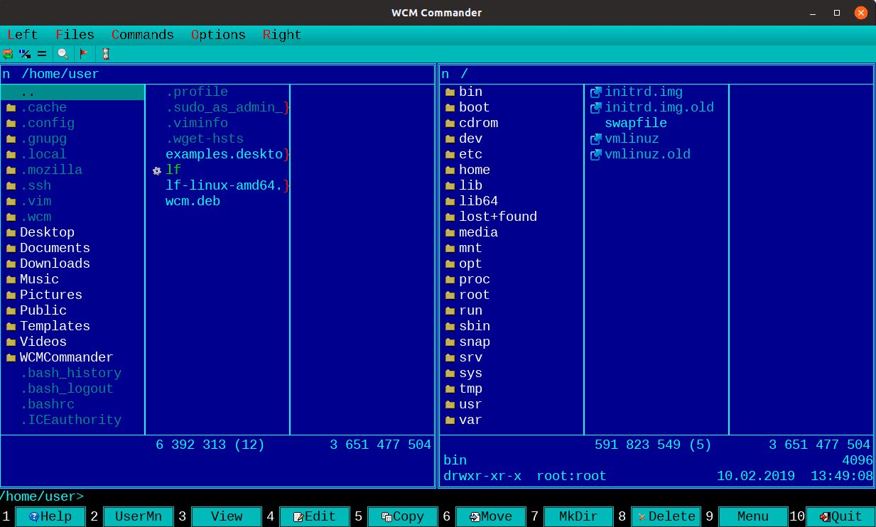 WCM-Commander - 8 лучших консольных файловых менеджеров Linux
