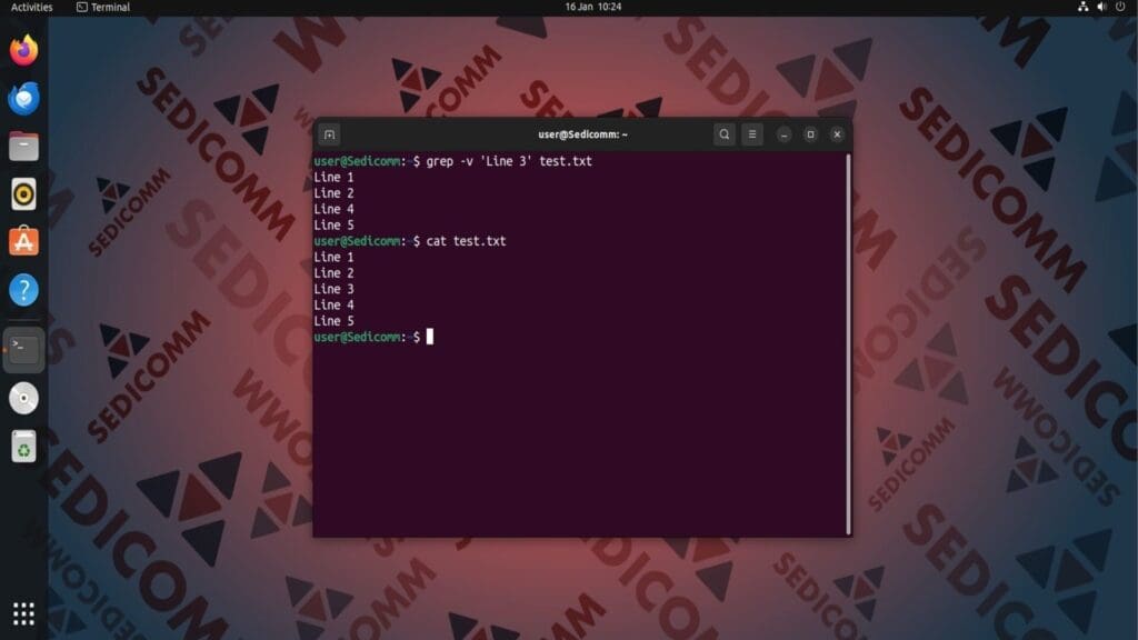 grep delete line from output