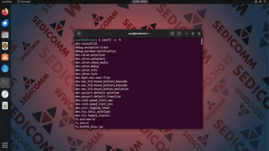 sysctl all no values