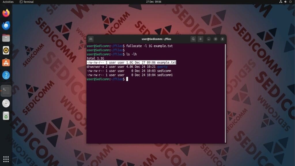 fallocate Specific File Size