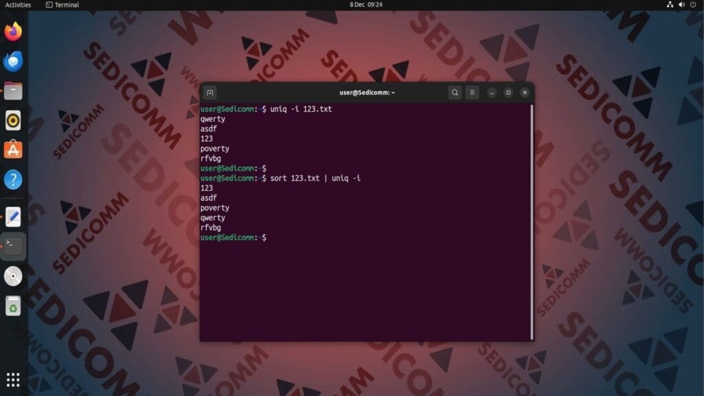 uniq ignore register