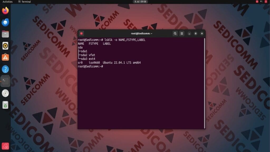 lsblk check label with type