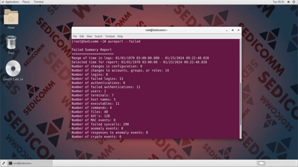 aureport failed events