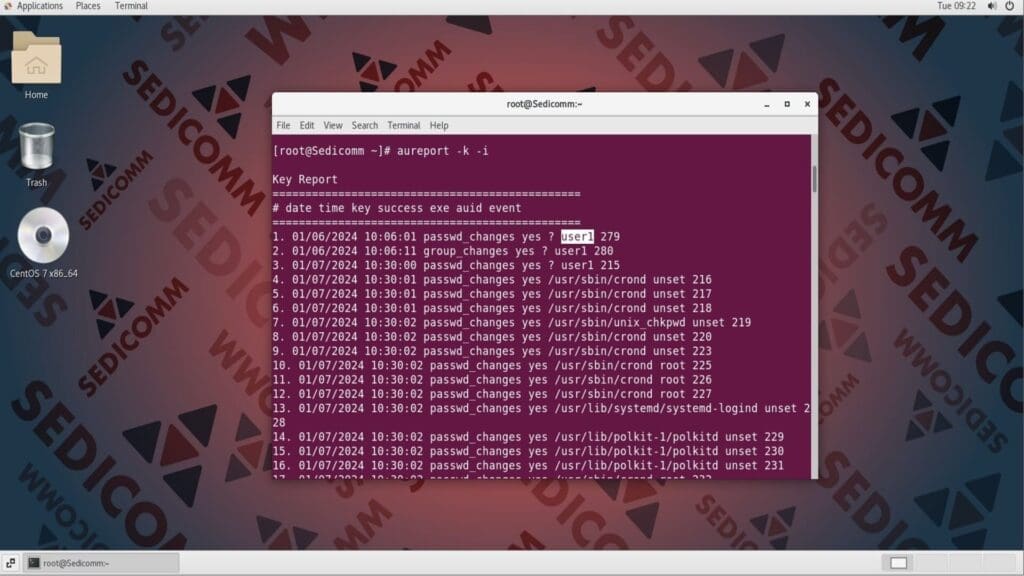 aureport key interpret