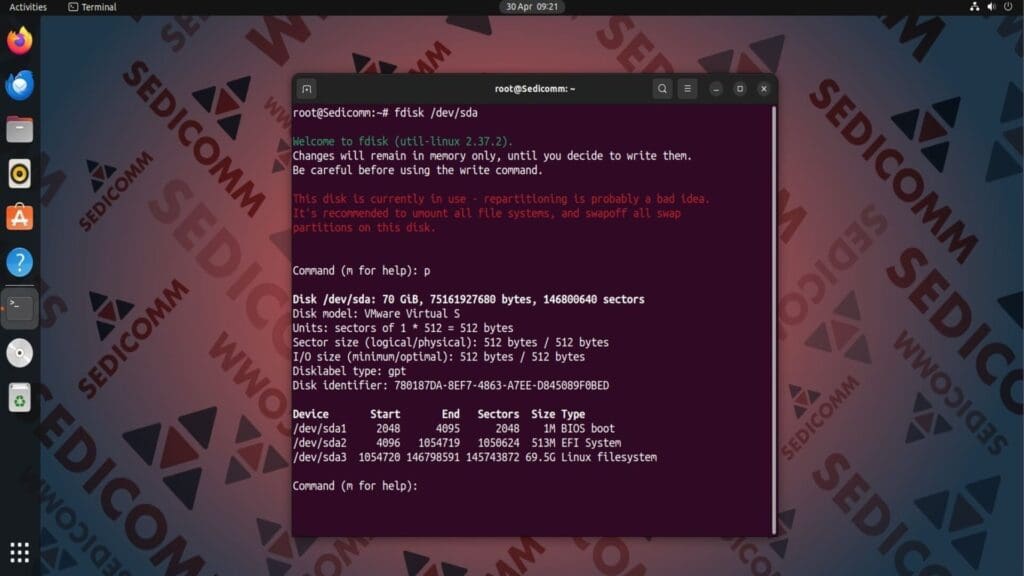 show partition table