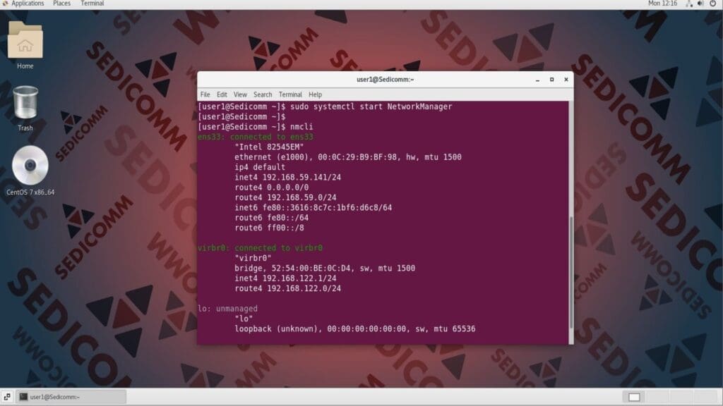 start networkmanager