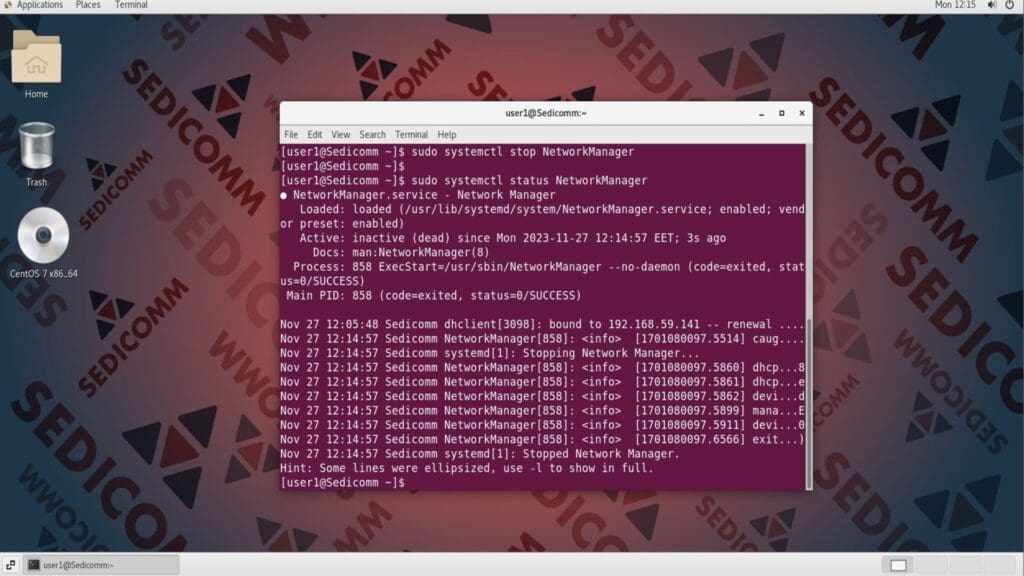 stop networkmanager