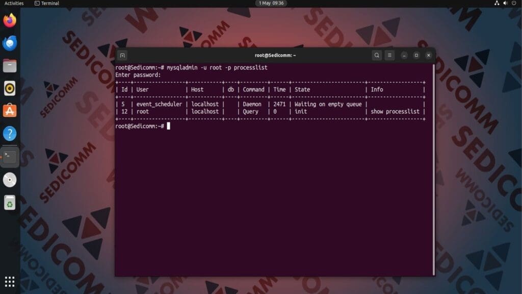 mysqladmin processlist