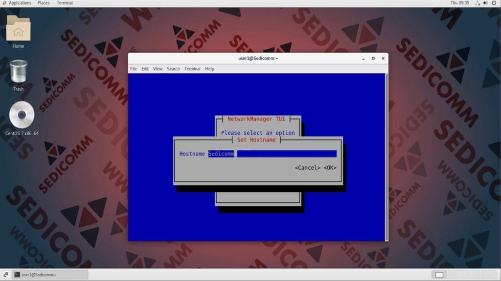 nmtui change hostname