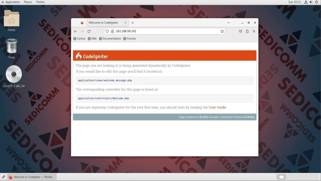 codigniter start page
