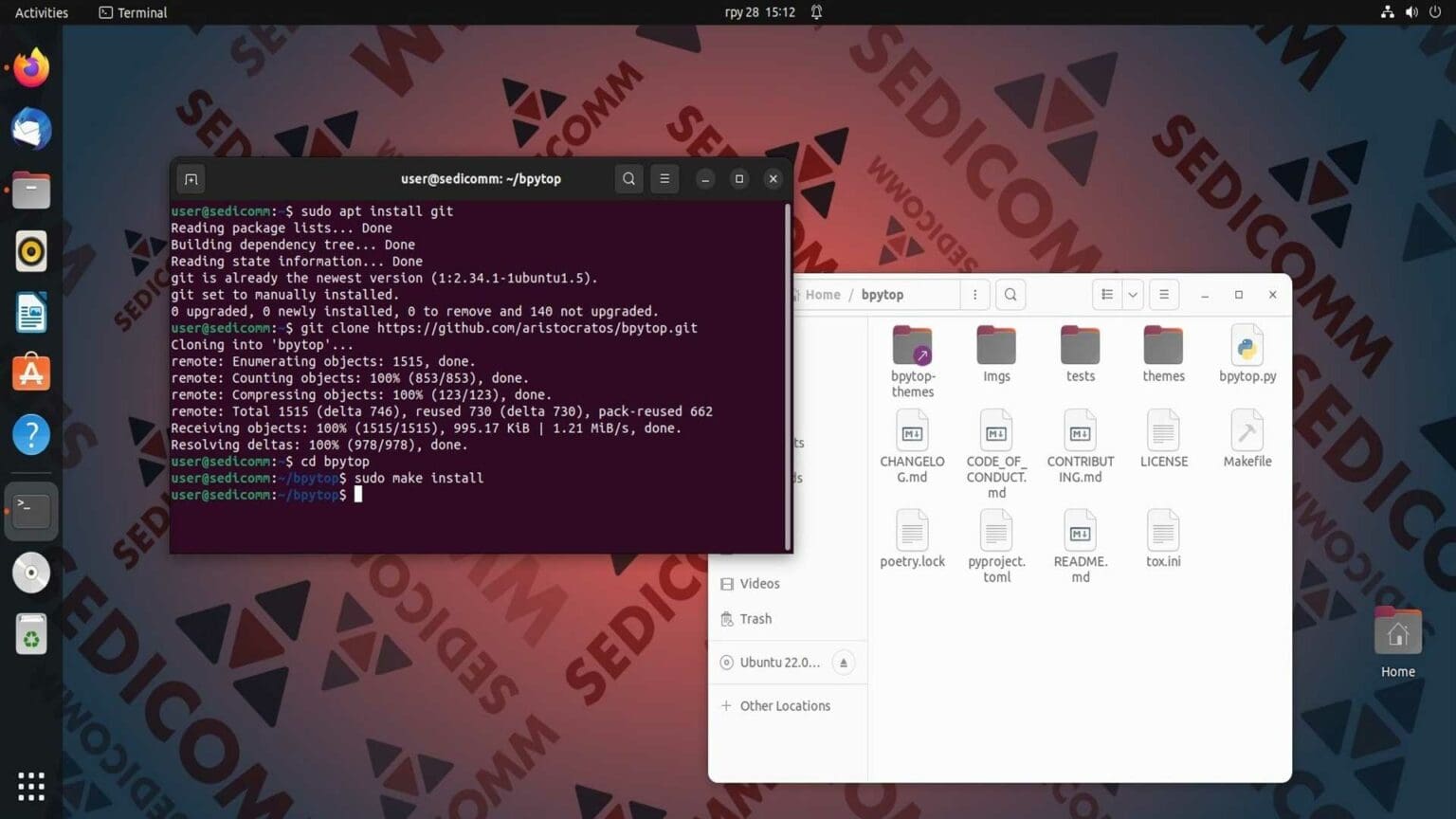 Инструмент bpytop в Linux