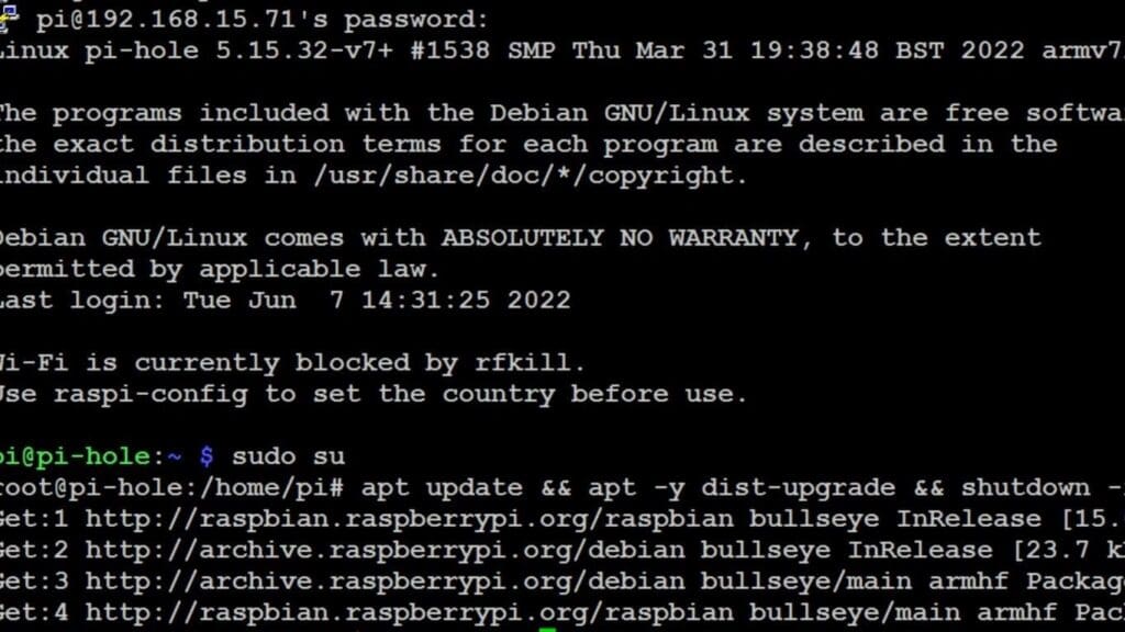 Обновляем пакеты в Debian Linux на одноплатном компьютере по SSH с помощью apt