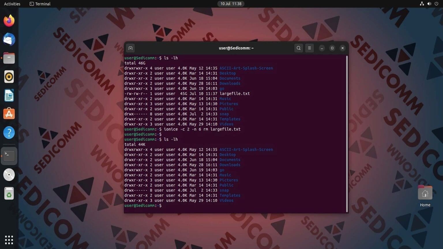 Как удалить большие файлы с помощью ionice в Linux