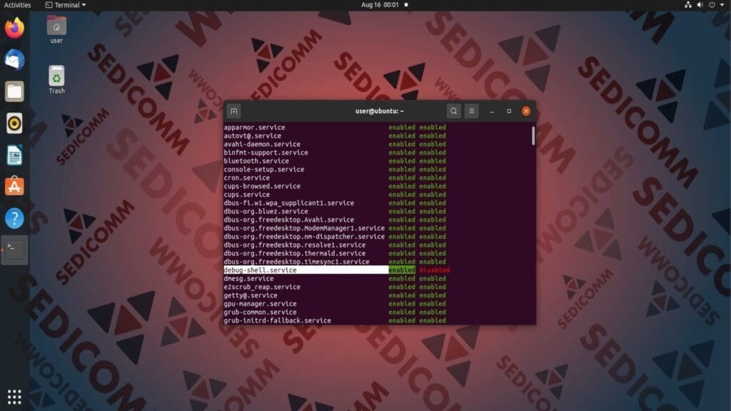 debug shell enabled
