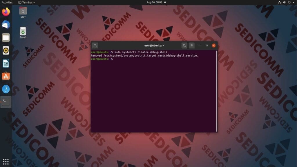 disable debug shell