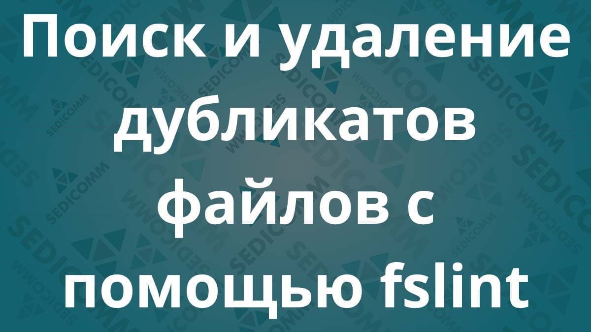 Поиск и удаление дубликатов файлов с помощью fslint